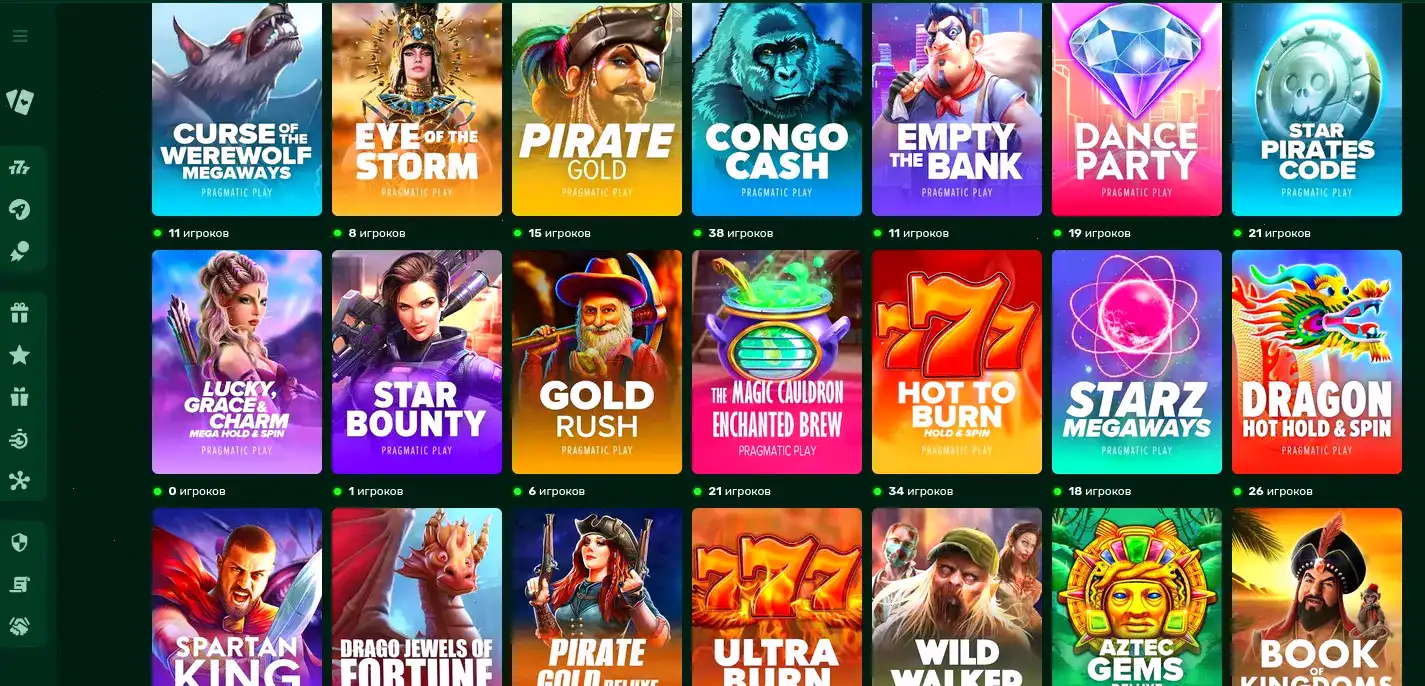 Vulkan Grand casino интерфейс и слоты